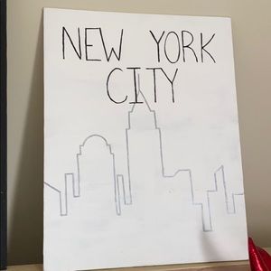 New York City outline with metallic reflection